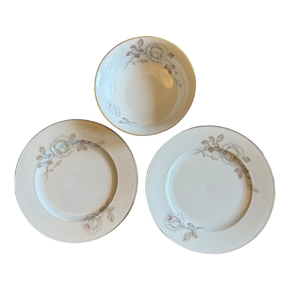 Johann‎ Haviland Bavaria Sweetheart Rose (2) 6' Bread Plates & 1 bowl 4- 7/8"
